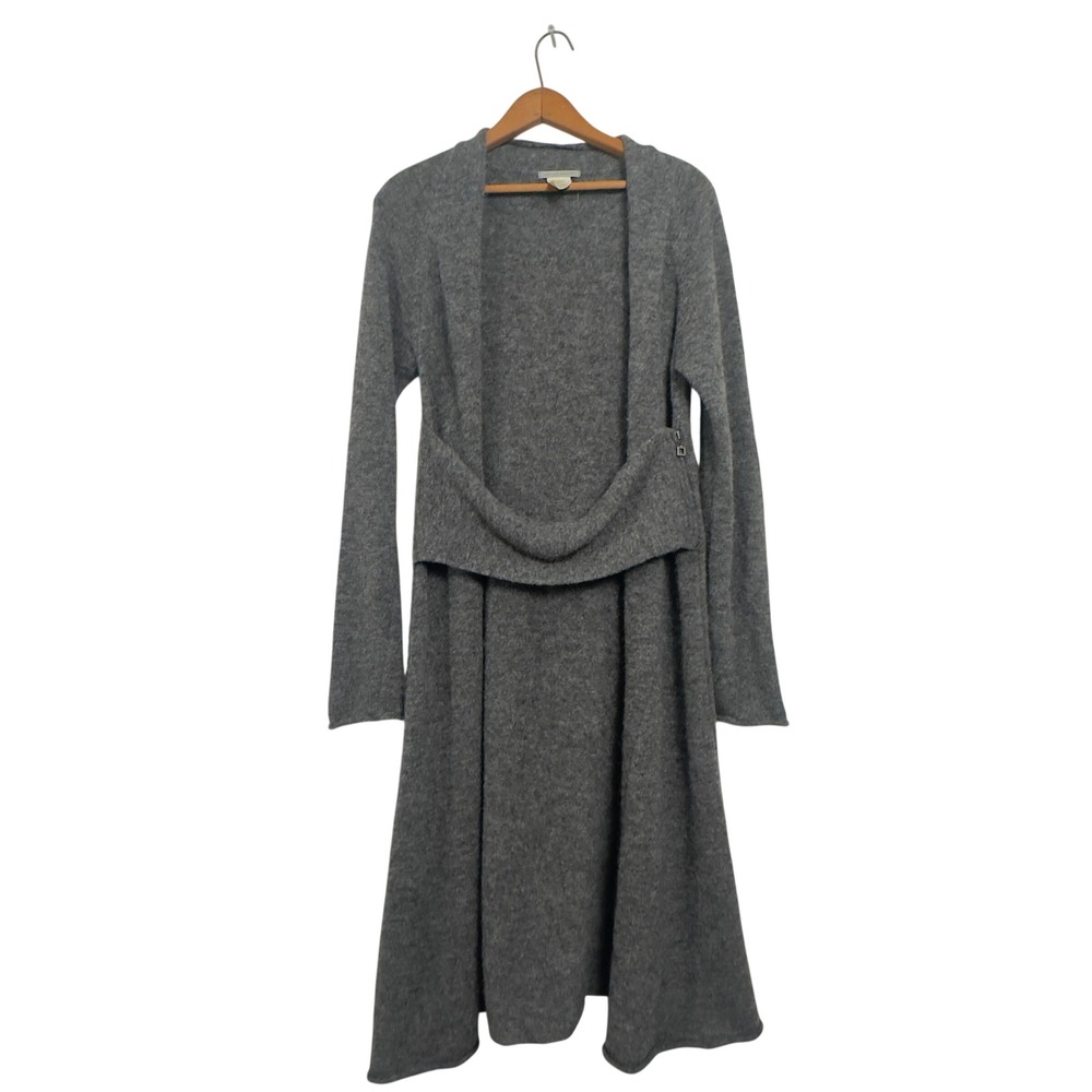 Vintage 90s/00s Sarah Pacini Long Cardigan Grey Alpaca Merino Wool One Size